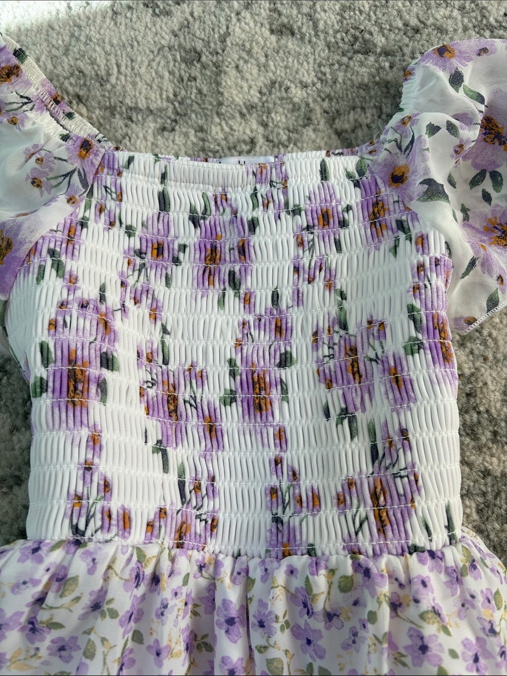 Girls Lavender Floral Ruffle Dress - Picture 2 of 2